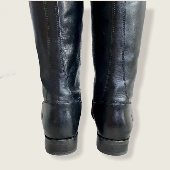 $399 Frye Molly Button Black Brown Multicolor Leather Equestrian Riding Boots